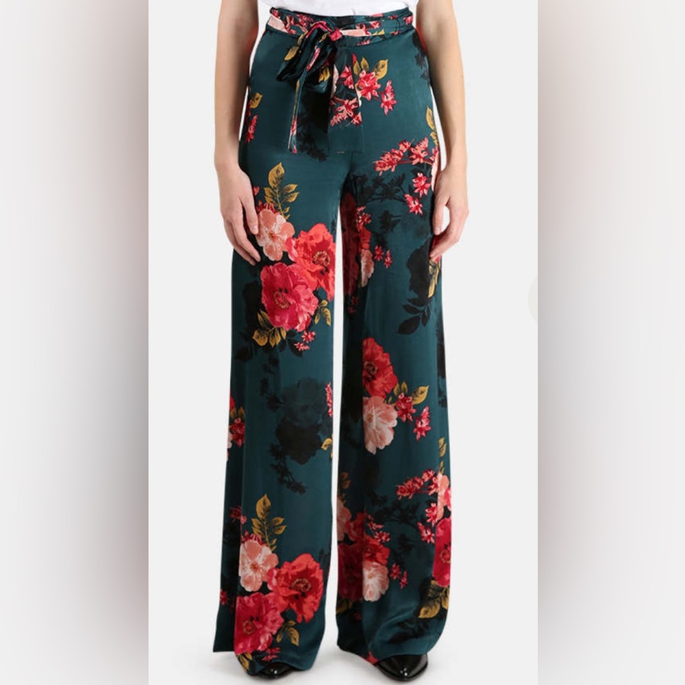 MISA LOS ANGELES High Waisted Green Floral Aliya Pants